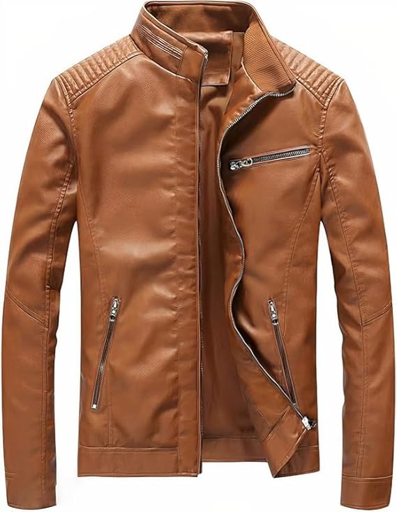 ASTHETIC LIGH BROWN LEATHER JACKET