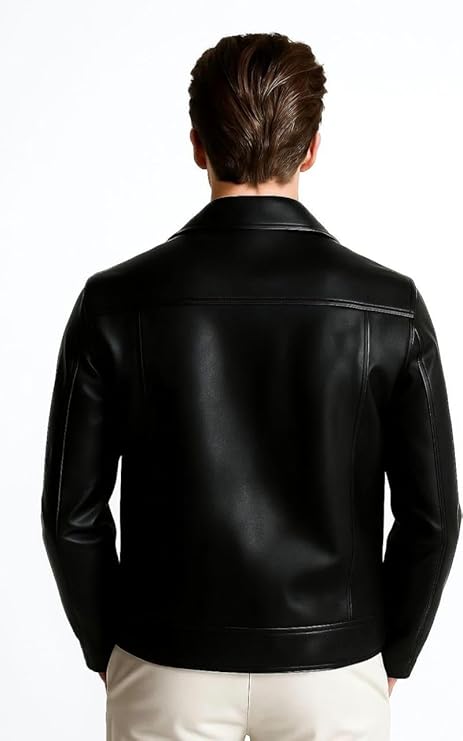 ASTHETIC DOUBLE POCKET BLACK LEATHER JACKET