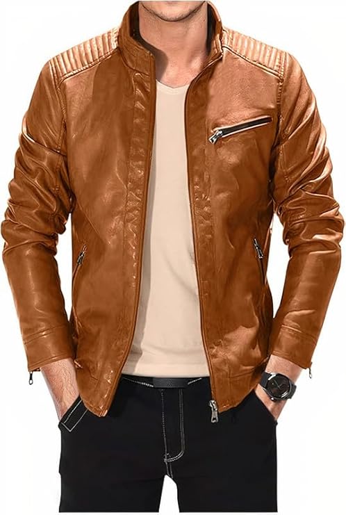 ASTHETIC LIGH BROWN LEATHER JACKET