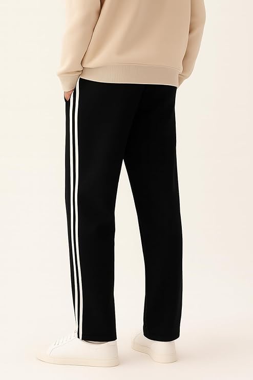 ASTHETIC WHITE STRIPS BLACK BAGGY TRACKPANT